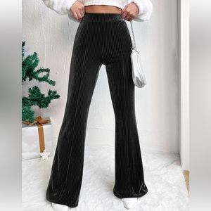 Black Velvet Flare Leg Pants